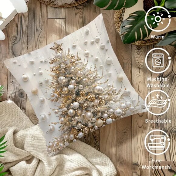 Christmas Tree Digital Print Throw Pillow Cover - 18" x 18" 🎄🎁 - Picture 7 of 7